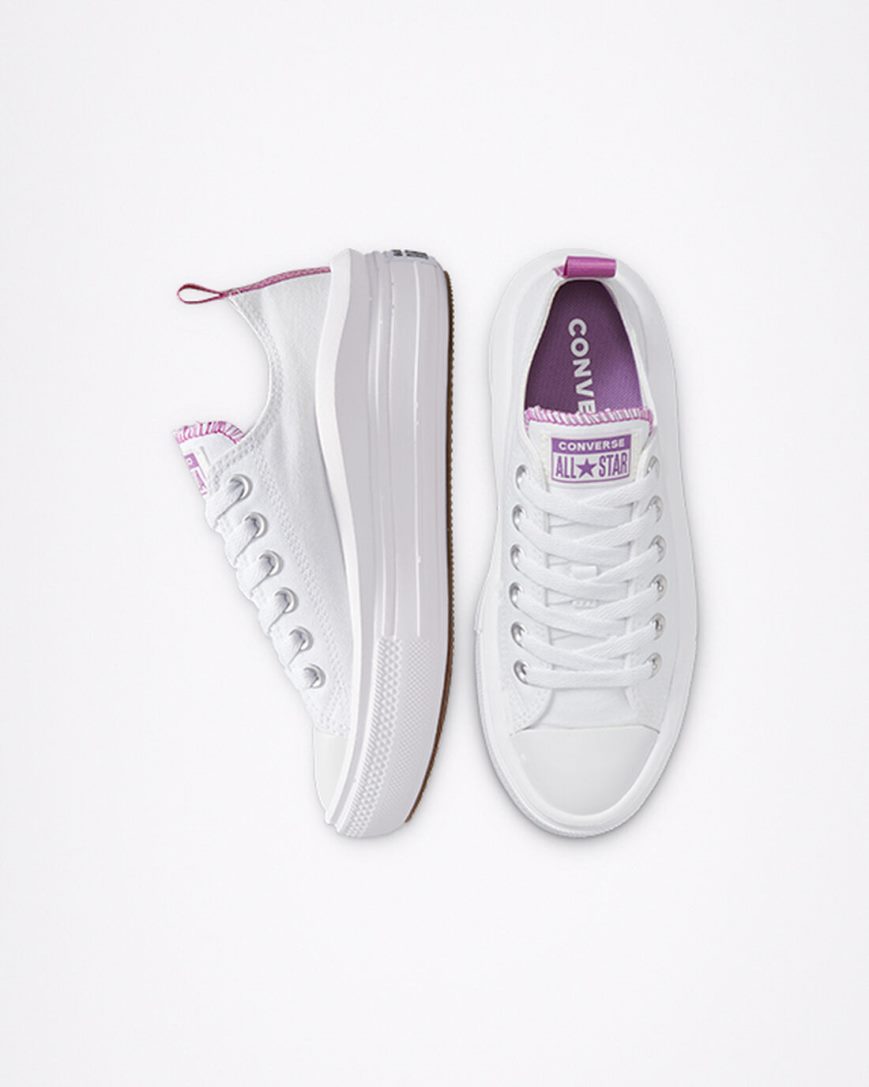 Sapatos Plataforma Converse Chuck Taylor All Star Move Cano Baixo Menina Branco Roxo Branco | PT C051P49